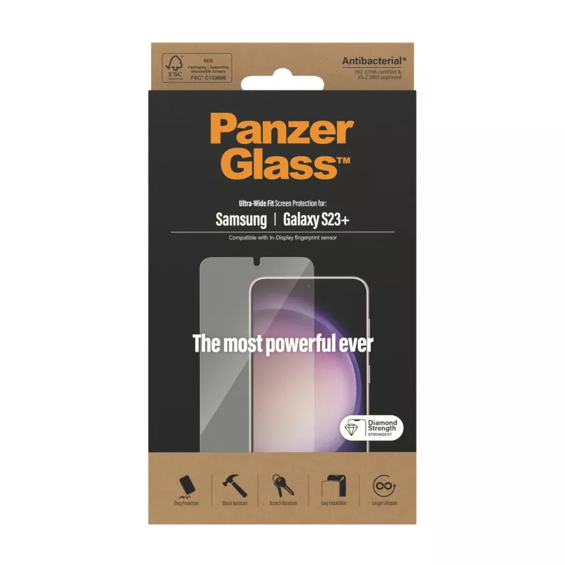 Folia ochronna PanzerGlass Samsung Galaxy S23 Plus Ultra-Wide Fit odporna na zarysowania i wstrząsy