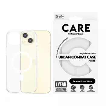 PanzerGlass CARE™ by ® Urban Combat etui Transparent z białym MagSafe iPhone 15 Plus