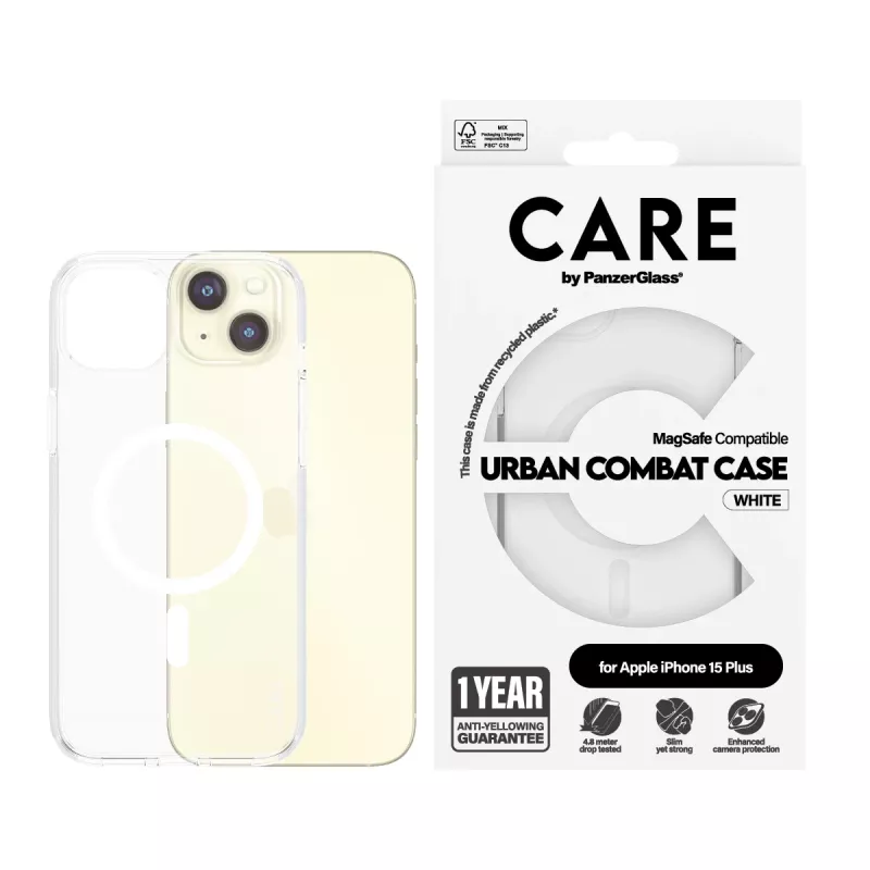 PanzerGlass CARE™ by ® Urban Combat etui Transparent z białym MagSafe iPhone 15 Plus