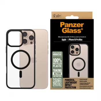 PanzerGlass ® HardCase Transparent z czarnym MagSafe i ramką iPhone 16 Pro Max
