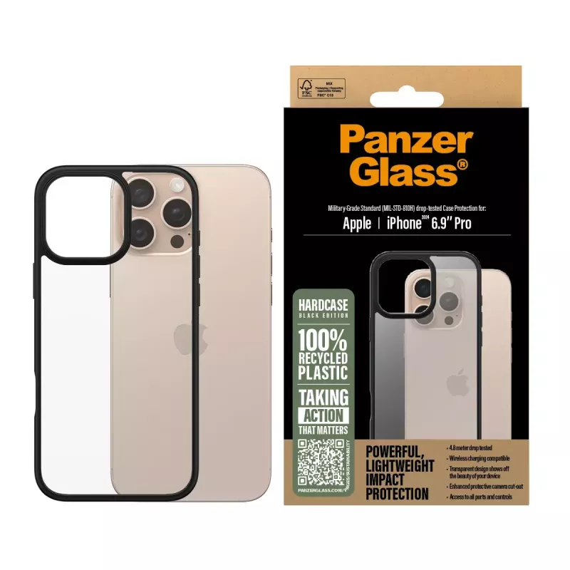 PanzerGlass ® HardCase Transparentny z czarną ramką iPhone 16 Pro Max