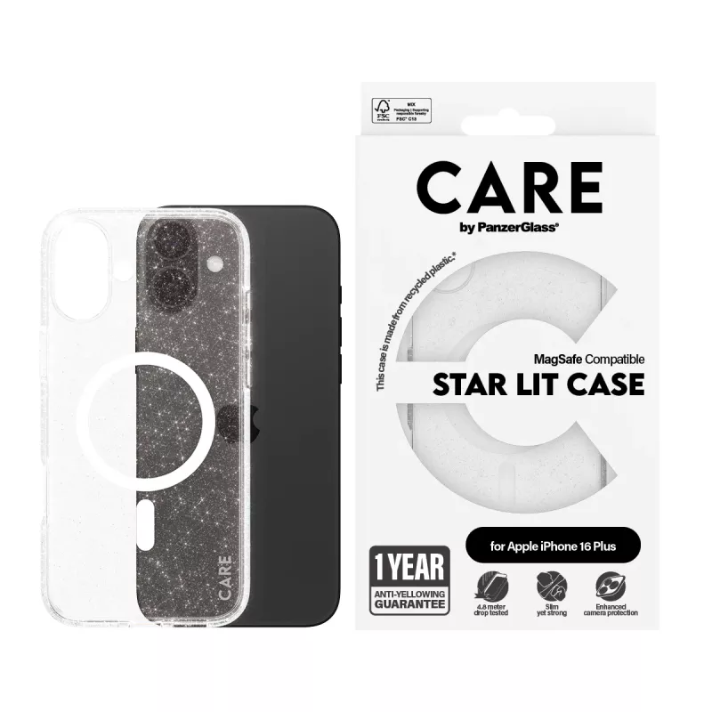 PanzerGlass CARE™ by ® Urban Combat Case Star Lit w. biały MagSafe iPhone 16 Plus