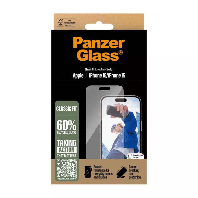 PanzerGlass ® Szkło ochronne iPhone 16 | 15 | Classic Fit
