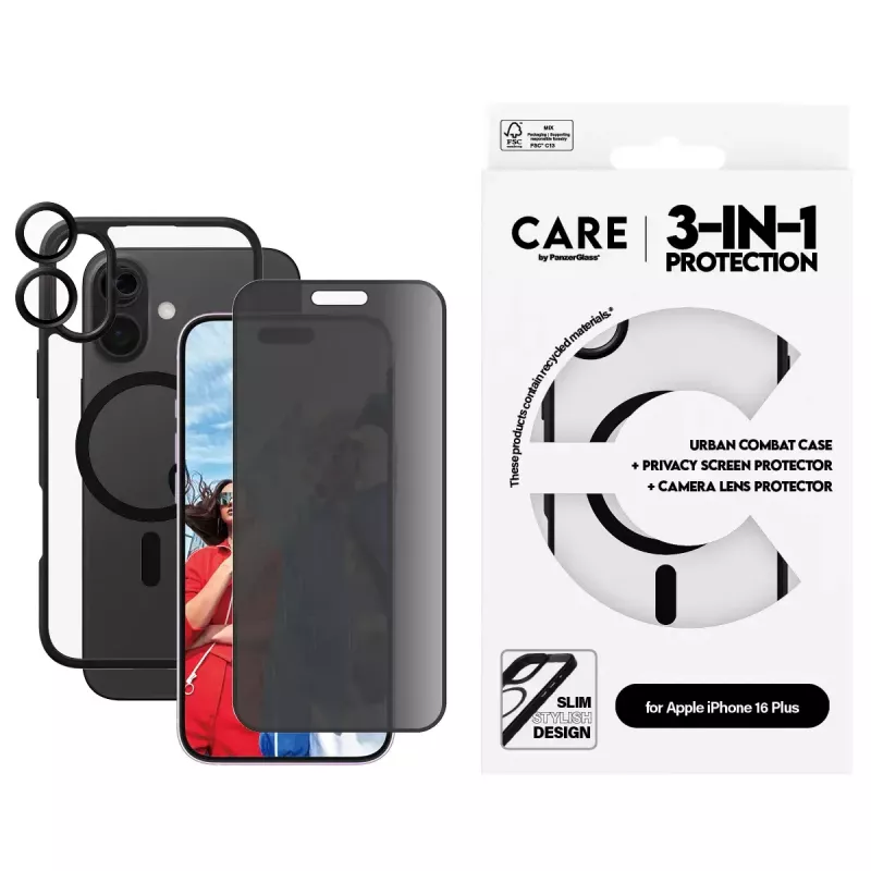 PanzerGlass ® | CARE by ® Flagship 3-in-1 Privacy Bundle iPhone 16 Plus