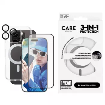 PanzerGlass CARE by ® Feature 3-in-1 Ceramic Bundle iPhone 16 Pro