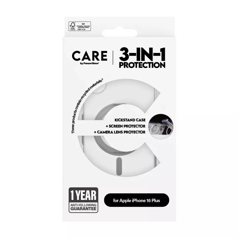 PanzerGlass CARE by ® Feature 3-in-1 Ceramic Bundle iPhone 16 Plus