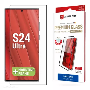 Displex Premium Anti-Reflex Screen Protector (antyrefleksyjna pełna osłona, 10H) do Samsung Galaxy S24 Ultra, Eko Ramka Montażowa, Pełna Osłona