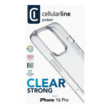 Cellularline Clear Strong - iPhone 16 Pro Twarde etui z gumowymi krawędziami