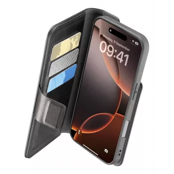 Cellularline Book Agenda - iPhone 16 Pro etui książkowe ze sztucznej skóry z zamknięciem magnetycznym
