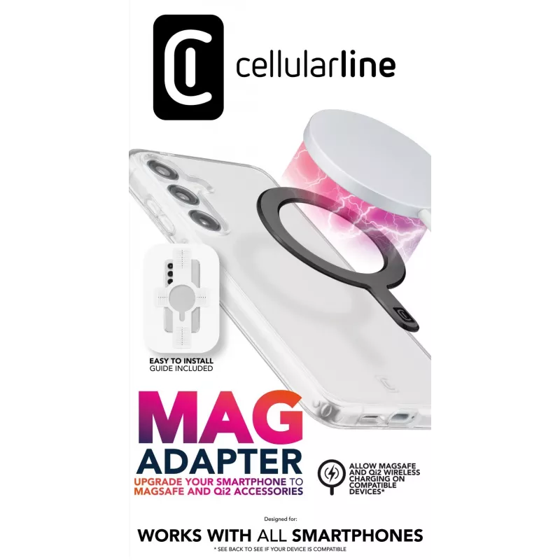 Cellularline Mag Adapter Samoprzylepny pierścień magnetyczny do smartfonów, umożliwiający korzystanie z ekosystemu MagSafe