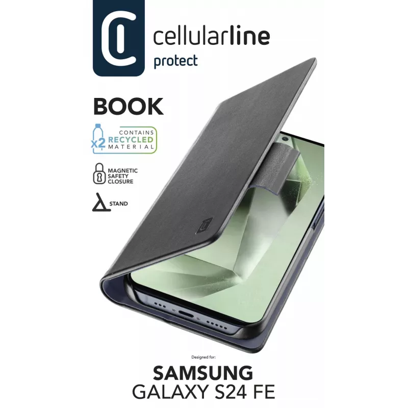 Cellularline Book Galaxy S24 FE etui z kieszenią na kartę i zamknięciem magnetycznym