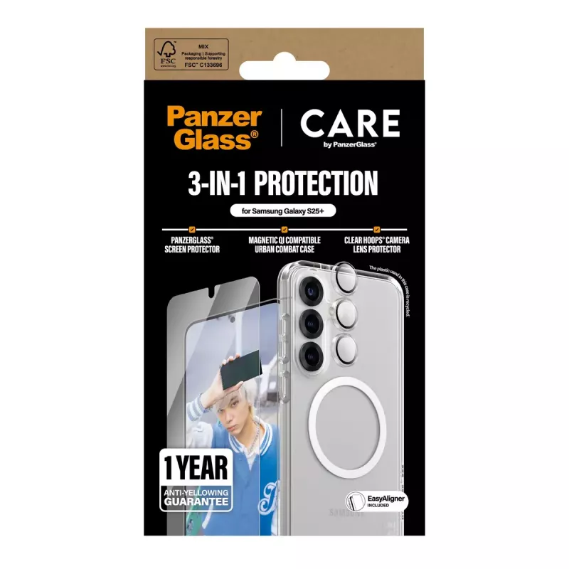 PanzerGlass ® | CARE by ® Flagship 3-w-1 zestaw Samsung Galaxy S25+