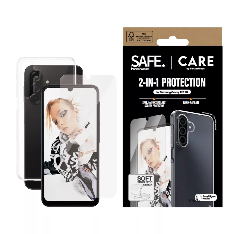 PanzerGlass CARE™ by ® 2-in-1 Bundle Samsung Galaxy A26 5G, Samsung, Samsung - Galaxy A26 5G, Aplikacja na sucho, Odporny na zarysowania, Odporny na wstrząsy, Przezroczysty, 1 szt.