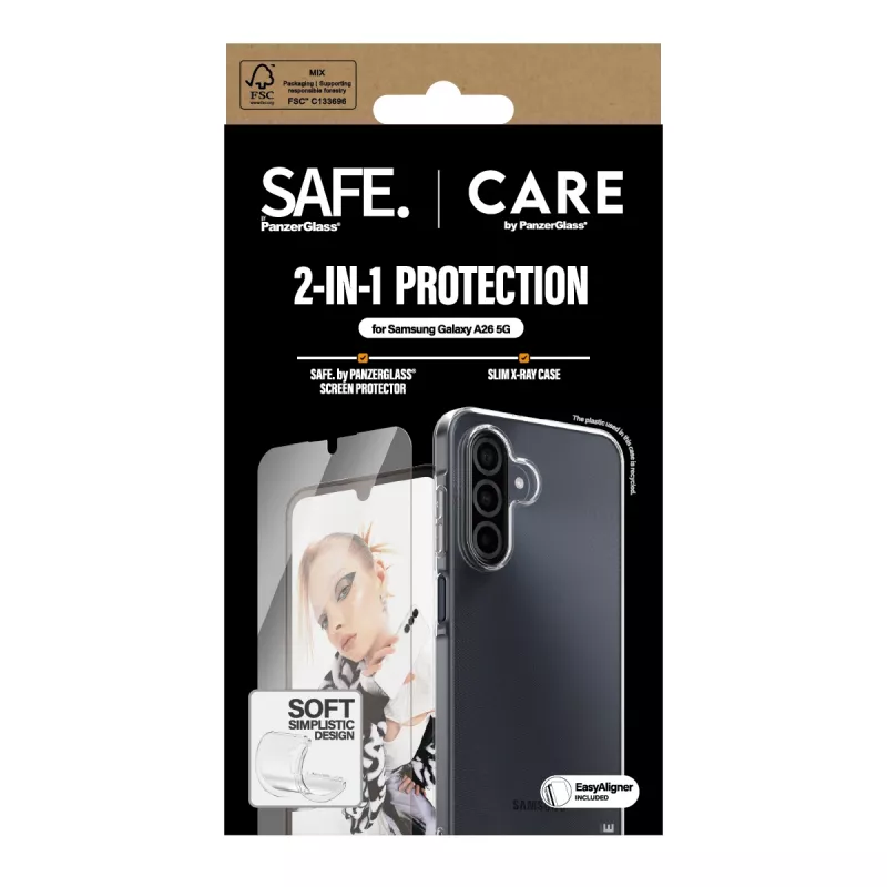 PanzerGlass CARE™ by ® 2-in-1 Bundle Samsung Galaxy A26 5G, Samsung, Samsung - Galaxy A26 5G, Aplikacja na sucho, Odporny na zarysowania, Odporny na wstrząsy, Przezroczysty, 1 szt.