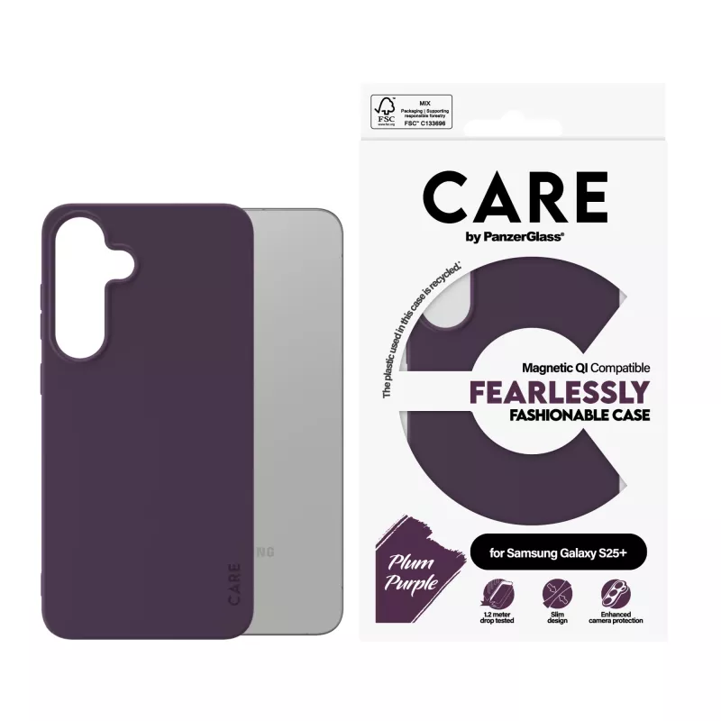PanzerGlass CARE™ by ® Etui Śliwkowy Fiolet z obsługą Qi do Samsung Galaxy S25+