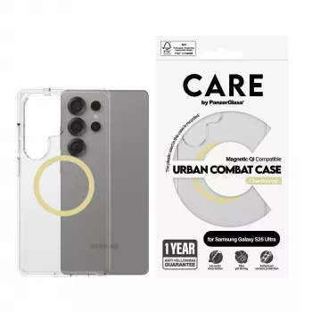 PanzerGlass CARE™ by ® Urban Combat Case Transparentny z Chardonnay Qi Kompatybilny Samsung Galaxy S25 Ultra