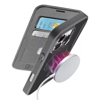 Cellularline Daily Mag - iPhone 16 Pro Max etui książkowe z półprzezroczystym twardym tyłem kompatybilne z ekosystemem Magsafe®