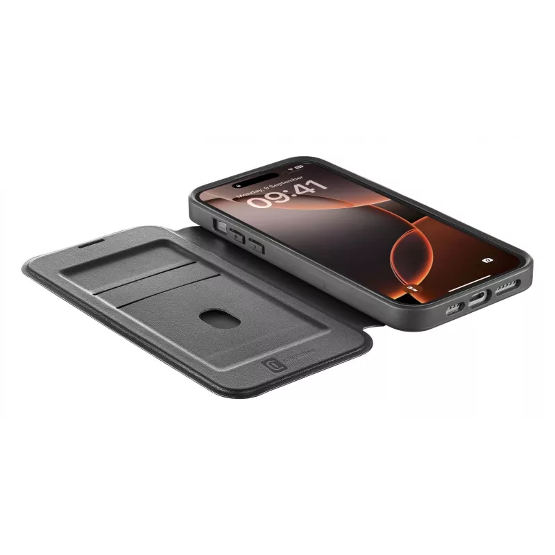 Cellularline Daily Mag - iPhone 16 Pro Max etui książkowe z półprzezroczystym twardym tyłem kompatybilne z ekosystemem Magsafe®