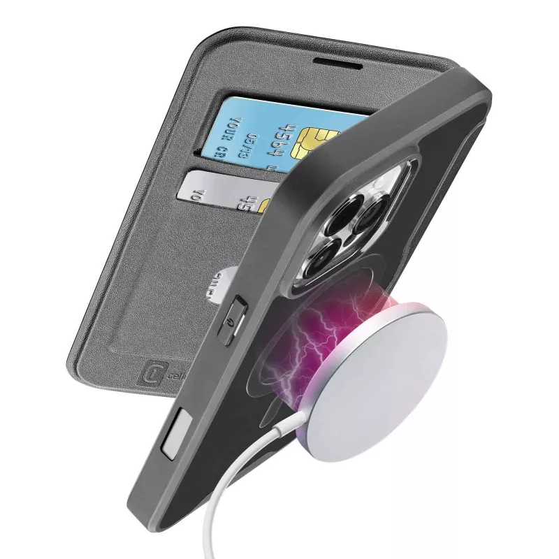 Cellularline Daily Mag - iPhone 16 Pro Max etui książkowe z półprzezroczystym twardym tyłem kompatybilne z ekosystemem Magsafe®