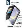 Etui z klapką Cellularline Galaxy S25 16,1 cm czarne 3 kieszenie na karty