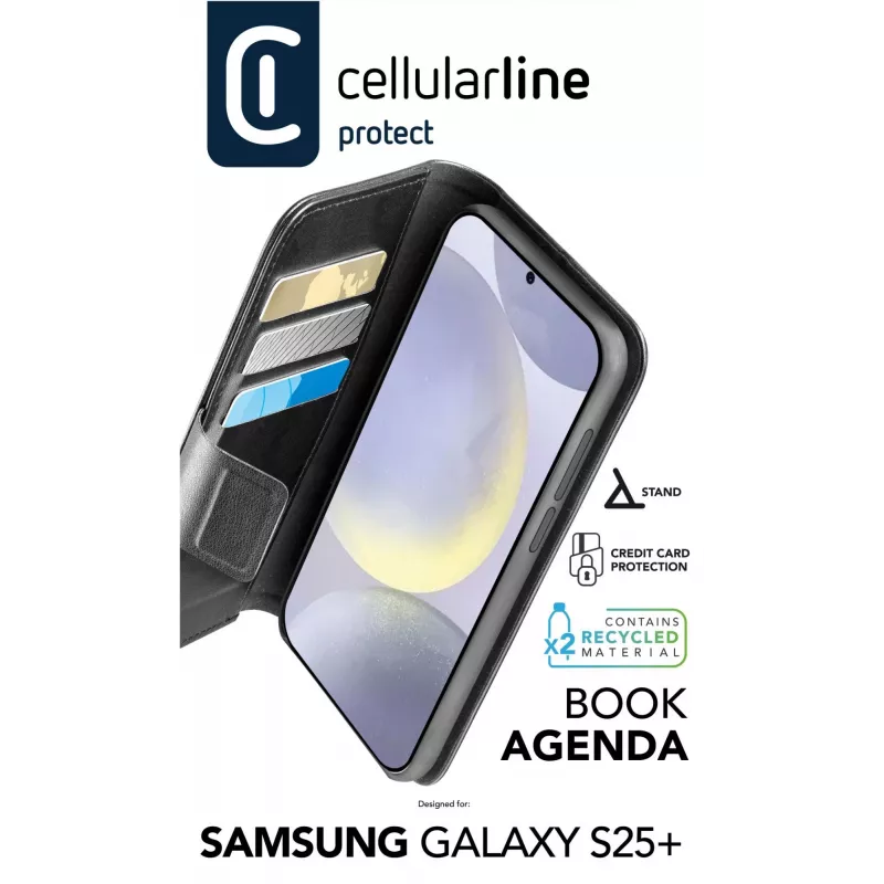 Cellularline Book Agenda - etui skóropodobne z magnetycznym zamknięciem dla Galaxy S25+