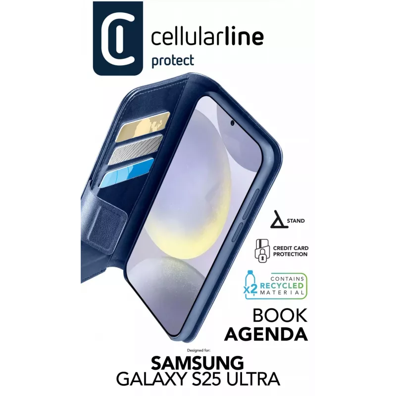 Cellularline Book Agenda - etui książkowe ze sztucznej skóry z zapięciem magnetycznym do Galaxy S25 Ultra
