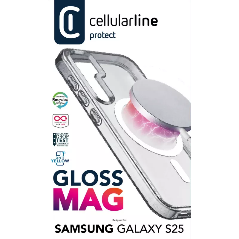 Cellularline Gloss Mag - Galaxy S25 Magnetyczne etui do ładowania i mocowania do ładowarki MagSafe
