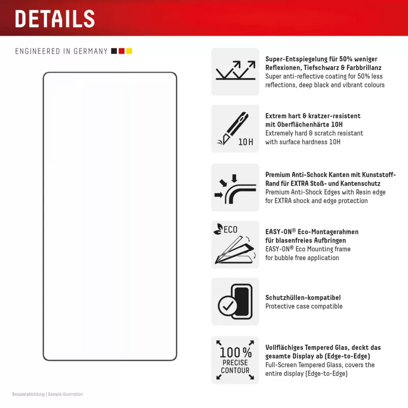 Displex Premium Screen Protector (Full Cover, 10H) do Samsung Galaxy S25 Ultra, Eko Ramka Montażowa, Pełne Pokrycie