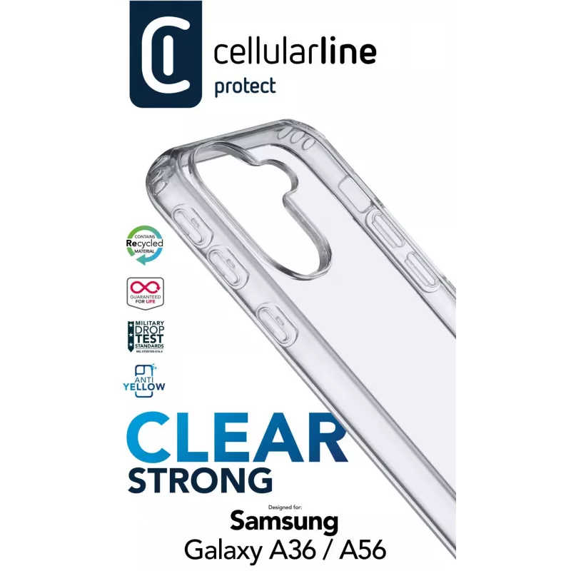 Cellularline Clear Protect - Galaxy A36/A56 twarde etui z gumowymi krawędziami
