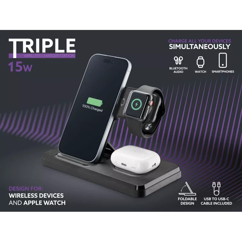 Stacja dokująca do urządzeń mobilnych Tech Pop Smartwatch/Smartfon Czarny