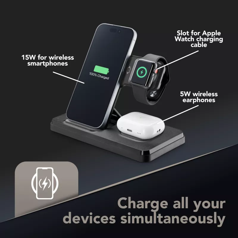 Stacja dokująca do urządzeń mobilnych Tech Pop Smartwatch/Smartfon Czarny