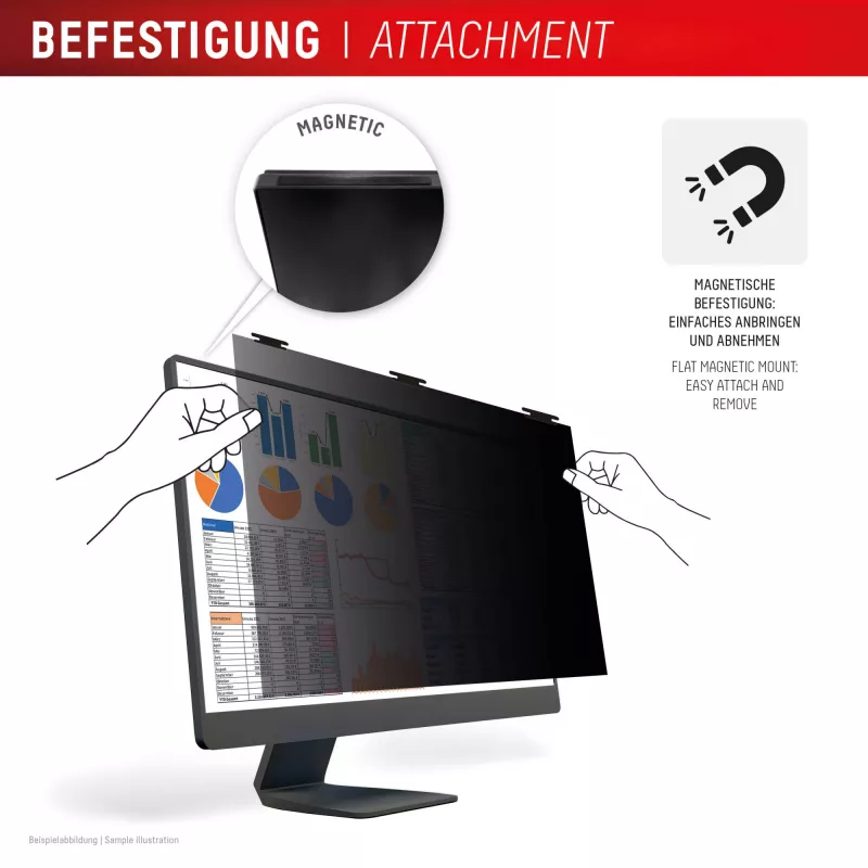 Displex PRIVACY SAFE odłączany dwukierunkowy filtr prywatyzujący do monitora stacjonarnego 27'' (16:10)