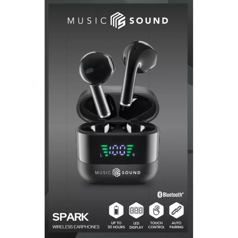 Music Sound SPARK Auricolare TWS z wyświetlaczem LED