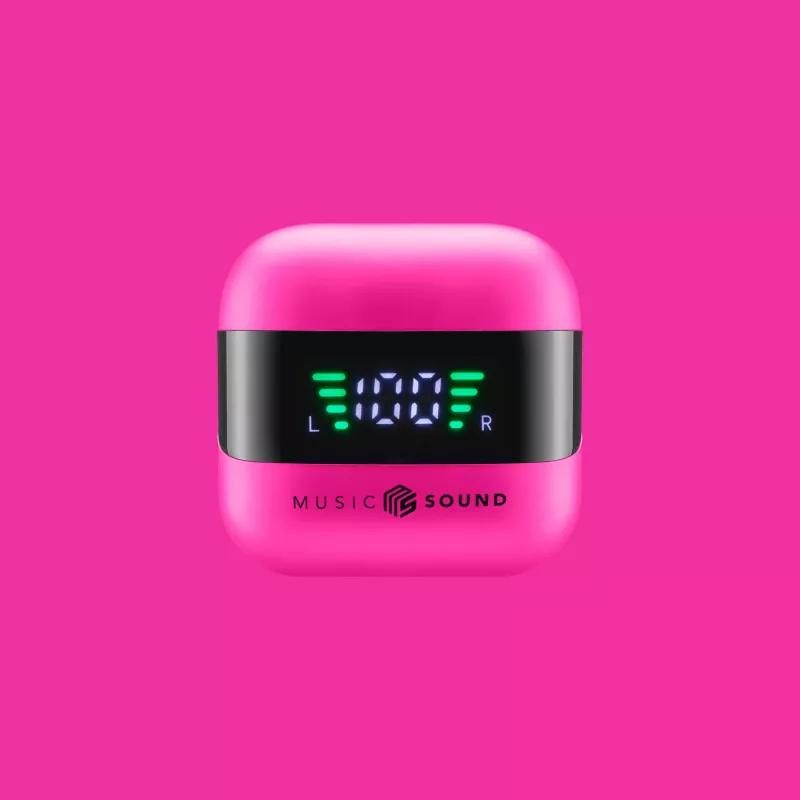 Music Sound SPARK Słuchawki douszne TWS z wyświetlaczem LED, True Wireless Stereo (TWS), Połączenia/Muzyka, 66 g, Zestaw słuchawkowy, Różowy