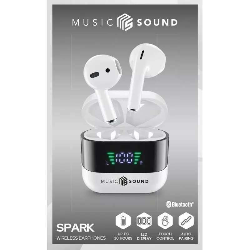 Music Sound SPARK Auricolare TWS z wyświetlaczem LED