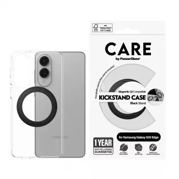 PanzerGlass CARE przezroczyste etui z czarną podpórką i Qi Samsung Galaxy S25 Edge