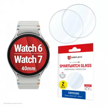 Displex 9H Glass Galaxy Watch 7/6 (40mm), 2 szt., ultracienkie, bezramkowe, oleofobowe, wyprodukowane w Niemczech