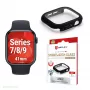 PanzerGlass Displex 10H szklane hartowane etui full-body do Apple Watch 41mm (Series 9/8/7), IP68, zakładane na zatrzask, czarny matowy