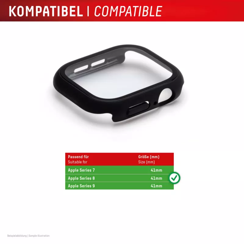 PanzerGlass Displex 10H szklane hartowane etui full-body do Apple Watch 41mm (Series 9/8/7), IP68, zakładane na zatrzask, czarny matowy