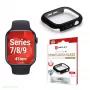 Displex 10H Szkło Hartowane do Apple Watch 9/8/7 (45mm), Etui Full Body, IP68, Zatrzaskowe, czarny matowy