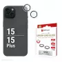 Displex Premium Camera Lens Glass, iPhone 15/15 Plus, 10H, pojedyncze pierścienie, DLC, przezroczysty, Quick Mount