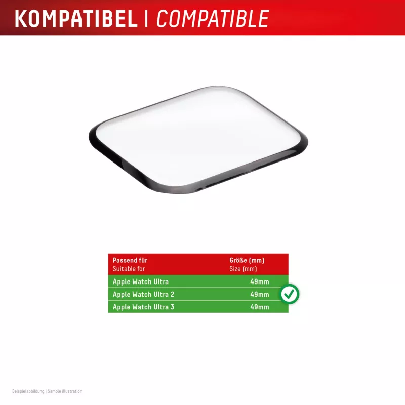 Szkło ochronne Displex Unbreakable Full Cover Smart Glass na Apple Watch Ultra 3/Ultra 2/Ultra (49 mm), 2 szt., krawędź do krawędzi, przezroczyste