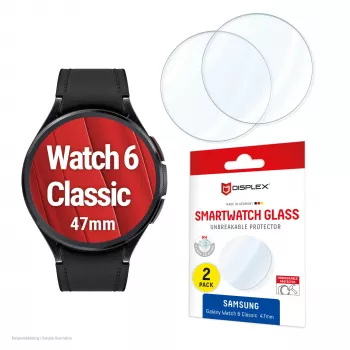 Displex 9H Glass Galaxy Watch 6 Classic (47mm), 2 szt., ultracienkie, bezramkowe, odporne na smugi, wyprodukowane w Niemczech