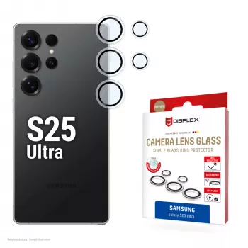 Displex Premium Camera Lens Glass, Samsung Galaxy S25 Ultra, 10H, pojedynczy pierścień, DLC, przezroczysty, Quick Mount