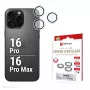 Displex Premium Camera Lens Glass, iPhone 16 Pro/16 Pro Max, 10H, pojedyncze pierścienie, DLC, przezroczysty, szybki montaż