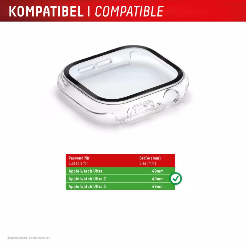 Szkło ochronne PanzerGlass Displex 10H do Apple Watch Ultra 3/Ultra 2/Ultra (49 mm) — pełna obudowa, IP68, zatrzaskowe, przezroczyste
