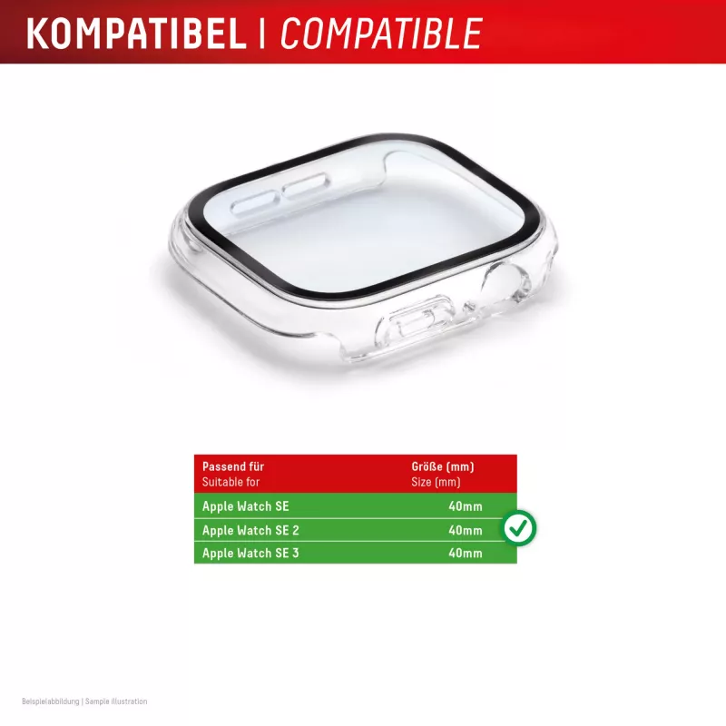 Displex 10H Szkło hartowane do Apple Watch SE3/SE2/SE (40mm), etui Full Body, IP68, zatrzaskowe, przezroczyste