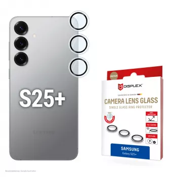 Displex Premium Szkło ochronne na obiektyw aparatu, Samsung Galaxy S25+, 10H, pojedynczy pierścień, DLC, przezroczysty, szybki montaż