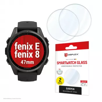Szkło ochronne Compulocks Displex 9H do Garmin fenix 8 / fenix E (47 mm) — 2 szt., ultracienkie, bezramkowe, powłoka antyodciskowa