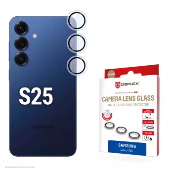 Displex Premium Camera Lens Glass, Samsung Galaxy S25, 10H, Pojedyncze Pierścienie, DLC, przezroczysty, Szybki Montaż